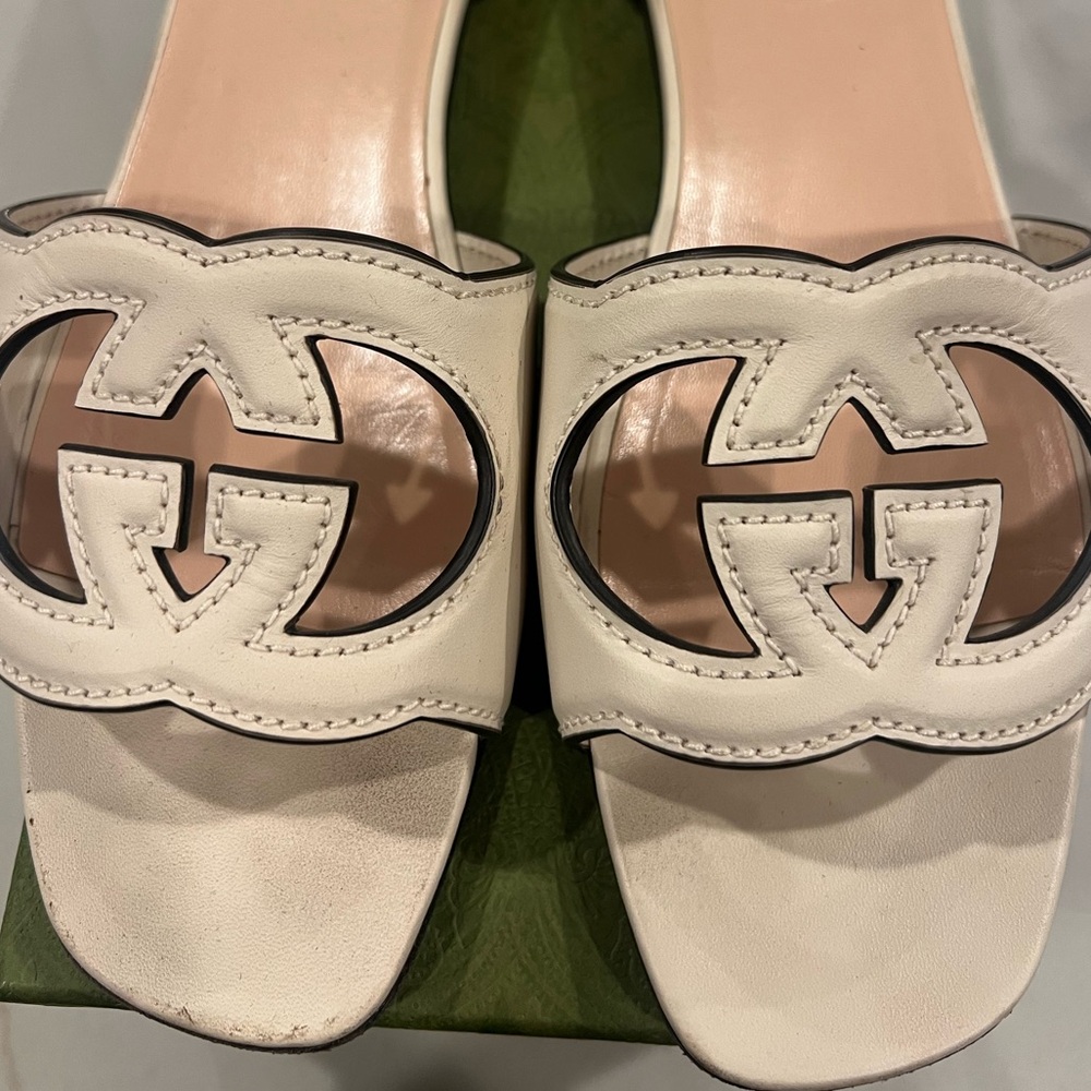 Gucci Women's Cream Logo Mules